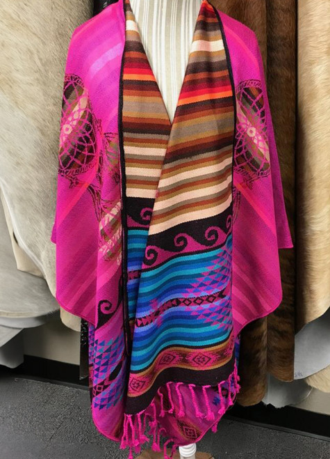 Alpaca Wool Blend Pancho - Fuchsia Alpaca Wool Blend Pancho - Fuchsia