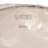 Close-up of Selmer Speedex drum head packaging showing tears and deterioration along the upper edge of the plastic bag. card