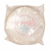 Rear view of Selmer Speedex drum head in original clear plastic packaging with printed product markings visible through the bag. card