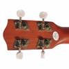 Rear close-up of the Stagg US60-S soprano ukulele headstock showing the open-gear tuning machines and mahogany neck.
