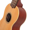 Front angled view of the Stagg US60-S soprano ukulele highlighting the natural top, body depth, and side profile.