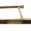 Close-up of the Bach Soloist trombone slide brace and lower outer slide section showing lacquer blemish. card