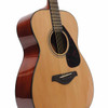 Angled front view of the Yamaha FS800J NT acoustic guitar highlighting the spruce top and mahogany-pattern back and sides. card