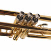 Close-up of the King 600 trumpet valve buttons and valve section card
