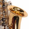Close-up of Yamaha alto saxophone bell with Yamaha logo and YAS-200ADII model marking. card