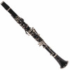 Full-length view of a used Yamaha YCL-20 student B♭ clarinet with nickel-plated keys. card