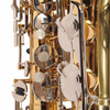 Close-up of the left-hand keywork and body of the Yamaha YAS-200ADII Advantage alto saxophone. card