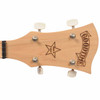 Front close-up of natural maple Gumby headstock with Deering Goodtime and Made in USA markings. card