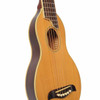 Front angled view of the Washburn Rover RO10 travel acoustic guitar highlighting the body depth and side profile.