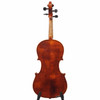 Full rear view of the brown viola showing figured wood back and visibly worn neck finish. card