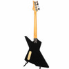 Full rear view of 1984 Ibanez Destroyer DT650 electric bass showing black body, natural-finish neck, and rear control cover. card