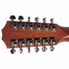 Rear close-up of the 2002 Taylor 355 12-string headstock showing the chrome tuning machines. card