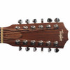 Front close-up of the 2002 Taylor 355 12-string headstock with chrome tuning machines. card
