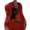 Angled front view of the Sawtooth ST-LH-AD-MV-CH left-handed acoustic guitar showing the body depth and cherry finish.