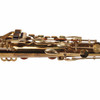 Close-up of the side keys and keywork on the used 1939 King Zephyr tenor saxophone.