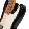 Close-up of the upper body horn and neck joint on the 2022 Fender Player Precision Bass with 3-Color Sunburst finish. card