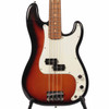 Front view of 2022 Fender Player Precision Bass in 3-Color Sunburst finish with split-coil pickup, white pickguard, and maple neck. card