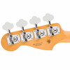 Rear of the Fender Precision Bass headstock showing four open-gear tuning machines and serial number. card
