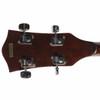 Rear close-up of Lyle banjo headstock showing open-gear tuners and Made in Japan label. card