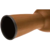 Close-up of the flared base opening on a woodgrain-finish Meinl djembe with protective rubber bottom edge. card