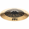 Angled side view of the Meinl Classics Custom Dual 18-inch crash cymbal showing its profile and black center finish. card