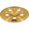 Angled view of the Meinl HCS 16-inch Trash China cymbal highlighting the brass finish and circular cutouts. card