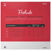 Back of the D'Addario Prelude J610 1/2 scale upright bass string set packaging showing string specifications and tension chart. card