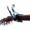 Kyser KG6ABA Quick-Change capo in Abalone finish installed on the neck of a 6-string guitar. card