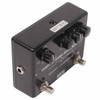 Angled front-side view of the MXR MC402 Boost/Overdrive pedal highlighting the control knobs, footswitches, input jack, and DC power input. card