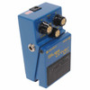 Angled view of the Boss BD-2 Blues Driver pedal showing the control knobs, footswitch, and side input/output jack. card