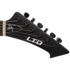 ESP LTD Vulture black headstock with LTD logo, James Hetfield signature graphic, locking nut, and six black tuners. card