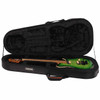 Open black Mono gig bag showing the 2024 Music Man Axis secured inside the plush molded interior. card