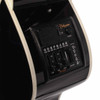 Close-up of the Takamine CT4B II preamp showing the tuner, volume control, three-band EQ, pitch controls, and visible wear around the tuner display. card