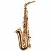 Rear view of the Selmer Soloist alto saxophone, showing body and keywork. card