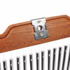 Rear close-up of the LP LP511C wood rail and mounting bracket with surface scratches, scuffs, and small finish marks. card