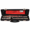 Gemeinhardt 2SP flute disassembled inside black hard case with red cleaning cloth. card