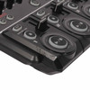 Close-up of BOSS RC-505 Loop Station showing scuffs and finish wear along the front edge near tracks 1 and 2. card