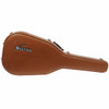 Brown Ovation hardshell guitar case showing exterior scuffs, scratches, Ovation logo, handle, and metal latches. card