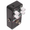 Angled view of Keeley Dyno My Roto pedal showing control knobs, footswitch, input jack, and black metal enclosure card