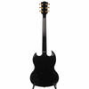 Full rear view of Gibson SG Supreme showing gloss Ebony body and neck, gold tuners, and rear control covers. card
