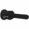 Black Gibson-branded fitted hardshell electric guitar case with textured exterior, handle, and metal latches. card