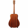 Full rear view of Yamaha FG-502 showing mahogany-colored back and neck with decorative center back strip. card
