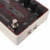 Close-up of Soul POG pedal showing prominent scratches and finish wear on the black faceplate near the Soul Food footswitch and input jacks. card
