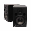 Angled front view of two Event Tuned Reference 6 studio monitors showing the black cabinets, tweeters, front ports, and woofers. card