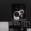 Close-up of an Event Tuned Reference 6 rear input panel showing balanced XLR and 1/4-inch inputs, unbalanced RCA input, input sensitivity control, and power specifications. card