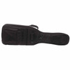 Black Warwick bass gig bag with zippered compartments, carrying handles, mesh storage pocket, and exterior bungee cord. card