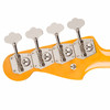Front headstock close-up showing Fender Precision Bass logo, four inline tuning machines, and string retainer. card
