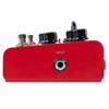 Opposite side view of Blackstar Dept. 10 Dual Drive showing quarter-inch input jack and red metal enclosure. card