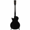 Full rear view of Gibson Les Paul Junior showing glossy black body, neck, headstock, and rear control cover. card