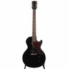 Full front view of black Gibson Les Paul Junior electric guitar with tortoiseshell pickguard and dot-inlay fingerboard. card